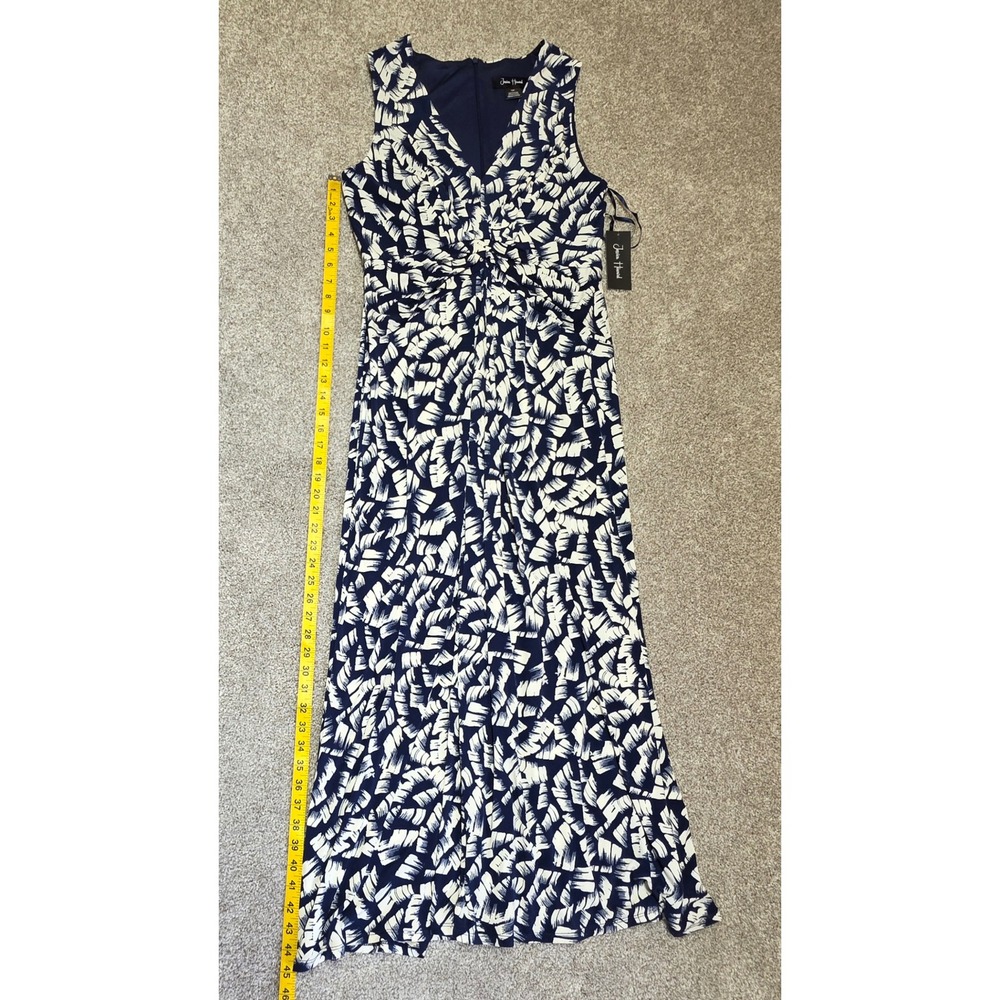 Jessica Howard Navy White Abstract Print Maxi Dress V-Neck Knot Front 12P
394 - Picture 7 of 7